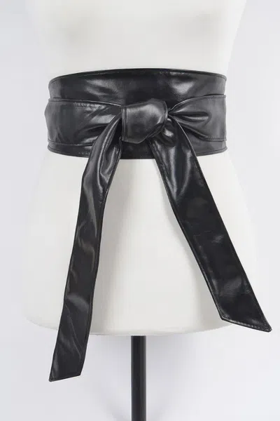 Fashnzfab Faux Leather Tie Up Belt In Black