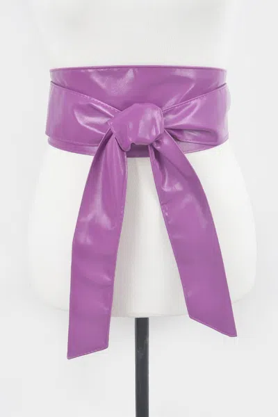 Fashnzfab Faux Leather Tie Up Belt In Purple