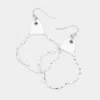 Fashnzfab Faux Leather Tip Textured Open Metal Clover Earrings In Metallic