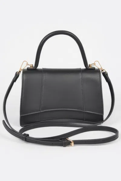 Fashnzfab Faux Leather Top Handle Bag In Black