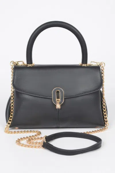 Fashnzfab Faux Leather Top Handle Bag In Black