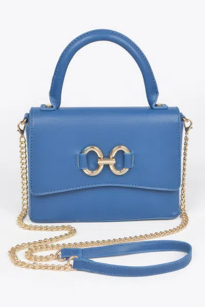 Fashnzfab Faux Leather Top Handle Bag In Blue
