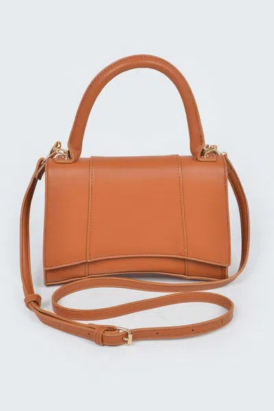 Fashnzfab Faux Leather Top Handle Bag In Brown