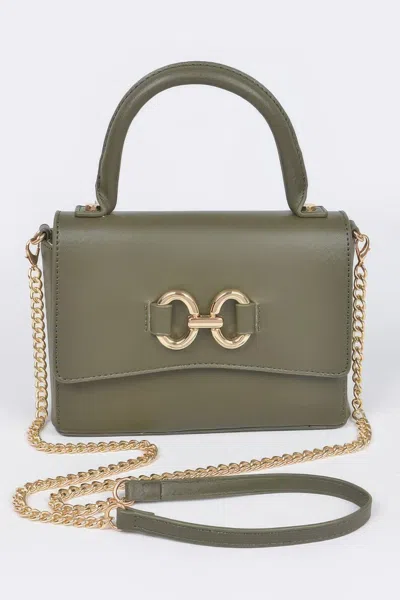 Fashnzfab Faux Leather Top Handle Bag In Green