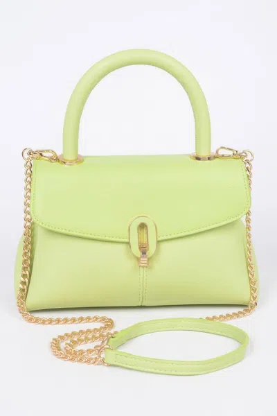 Fashnzfab Faux Leather Top Handle Bag In Green