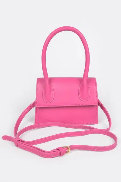 Fashnzfab Faux Leather Top Handle Bag In Pink