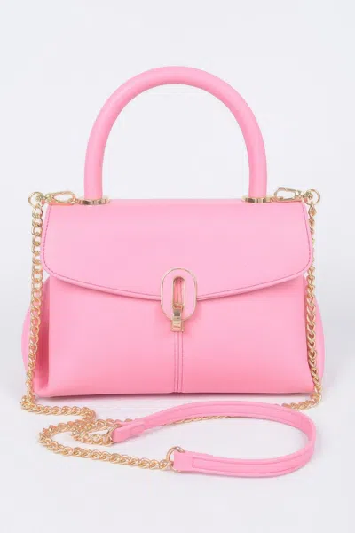 Fashnzfab Faux Leather Top Handle Bag In Pink