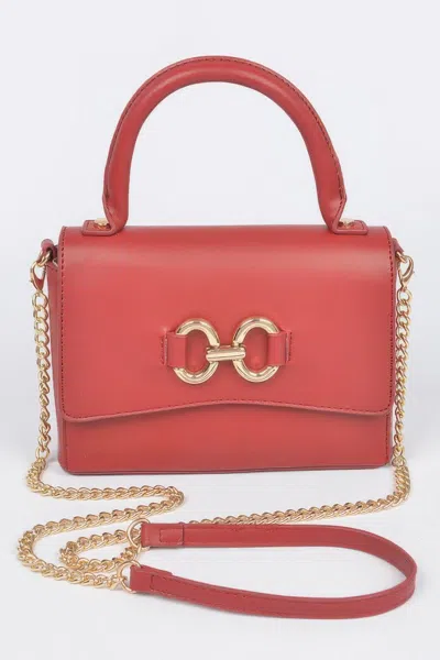 Fashnzfab Faux Leather Top Handle Bag In Red