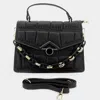 Fashnzfab Faux Leather Top Handle Crossbody Bag In Black