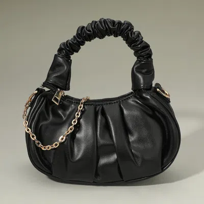 Fashnzfab Faux Leather Top Handle Crossbody Bag In Black