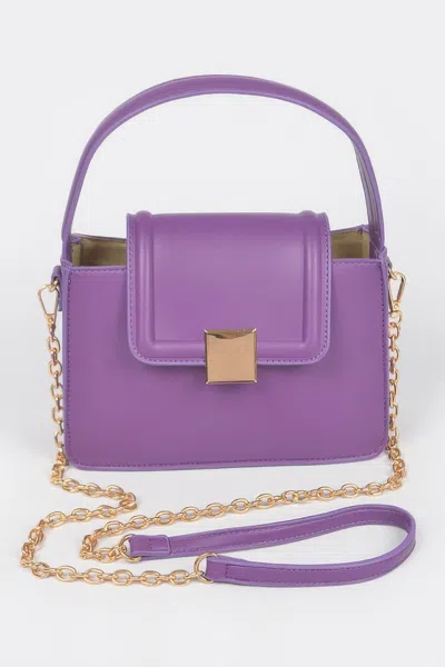 Fashnzfab Faux Leather Top Handle Crossbody Bag In Purple