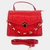 Fashnzfab Faux Leather Top Handle Crossbody Bag In Red