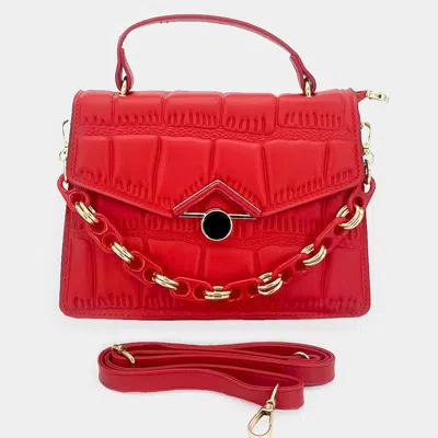 Fashnzfab Faux Leather Top Handle Crossbody Bag In Red