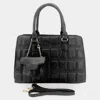 Fashnzfab Faux Leather Top Handle Crossbody Bag With Mini Bag In Black