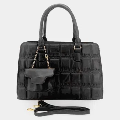 Fashnzfab Faux Leather Top Handle Crossbody Bag With Mini Bag In Black
