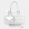 Fashnzfab Faux Leather Top Handle Crossbody Bag With Mini Bag In White