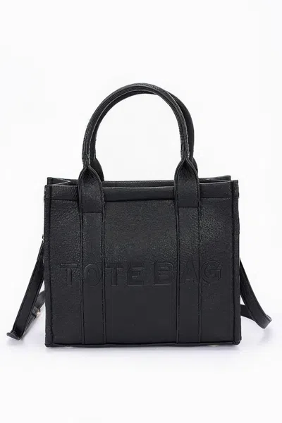 Fashnzfab Faux Leather Tote Bag In Black