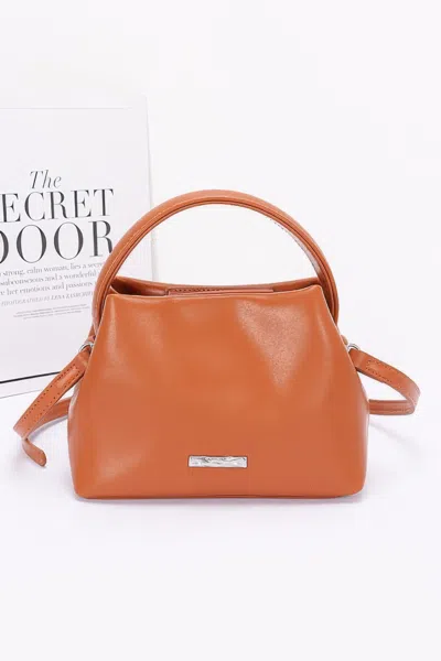 Fashnzfab Faux Leather Tote Bag In Brown