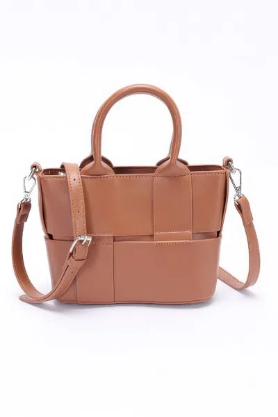 Fashnzfab Faux Leather Tote Bag In Brown
