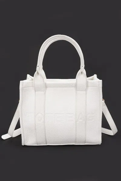 Fashnzfab Faux Leather Tote Bag In White