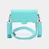 Fashnzfab Faux Leather Transparent Crossbody Bag In Blue