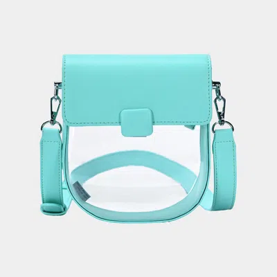 Fashnzfab Faux Leather Transparent Crossbody Bag In Blue