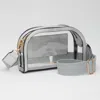 Fashnzfab Faux Leather Transparent Crossbody Camera Bag In Gray