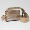 Fashnzfab Faux Leather Transparent Crossbody Camera Bag In Sand