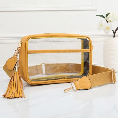 Fashnzfab Faux Leather Transparent Rectangular Crossbody Bag In Multi