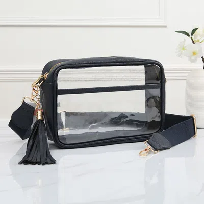 Fashnzfab Faux Leather Transparent Rectangular Crossbody Bag In Multi