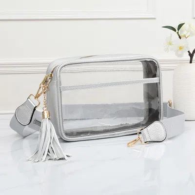 Fashnzfab Faux Leather Transparent Rectangular Crossbody Bag In Multi