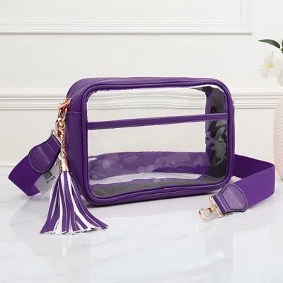 Fashnzfab Faux Leather Transparent Rectangular Crossbody Bag In Multi