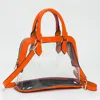 Fashnzfab Faux Leather Trim Transparent Structured Top Handle Handbag / Crossbody Bag In Multi