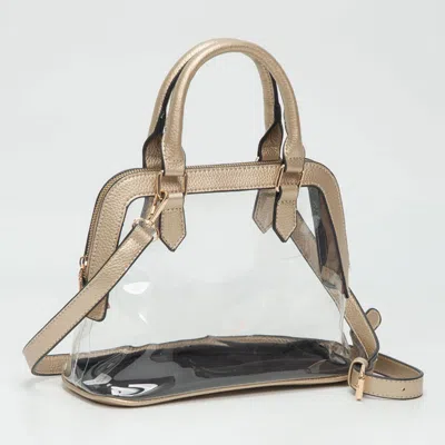 Fashnzfab Faux Leather Trim Transparent Structured Top Handle Handbag / Crossbody Bag In Multi