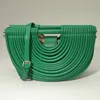 Fashnzfab Faux Leather Unique Half Moon Structured Handbag / Crossbody Bag In Green