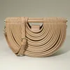 Fashnzfab Faux Leather Unique Half Moon Structured Handbag / Crossbody Bag In Sand