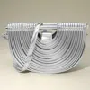 Fashnzfab Faux Leather Unique Half Moon Structured Handbag / Crossbody Bag In Silver