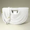 Fashnzfab Faux Leather Unique Half Moon Structured Handbag / Crossbody Bag In White