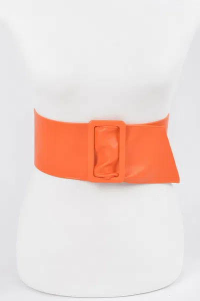 Fashnzfab Faux Leather Waist Belt In Orange
