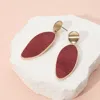 Fashnzfab Faux Leather Wavy Marquise Plate Dangle Earrings In Red