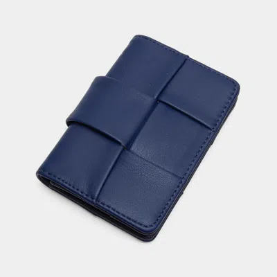 Fashnzfab Faux Leather Weave Card Holder Wallet In Blue