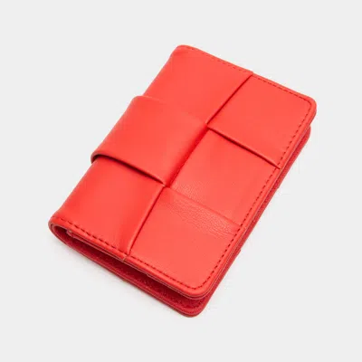 Fashnzfab Faux Leather Weave Card Holder Wallet In Orange