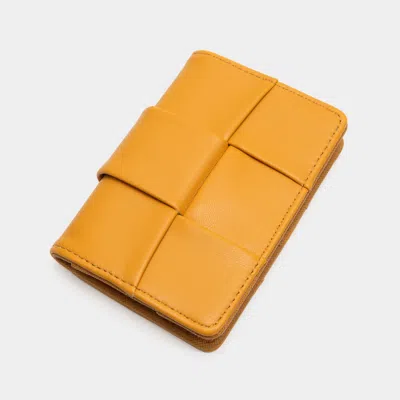 Fashnzfab Faux Leather Weave Card Holder Wallet In Yellow