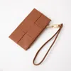 Fashnzfab Faux Leather Weave Flat Wristlet Card / Coin Wallet In Brown