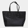 Fashnzfab Faux Leather Weave Tote Bag In Black