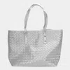 Fashnzfab Faux Leather Weave Tote Bag In Silver