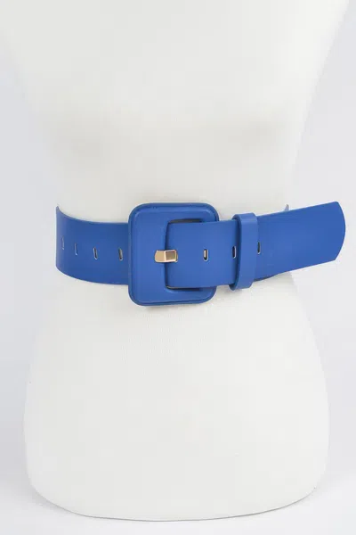 Fashnzfab Faux Leather Wide Belt In Blue
