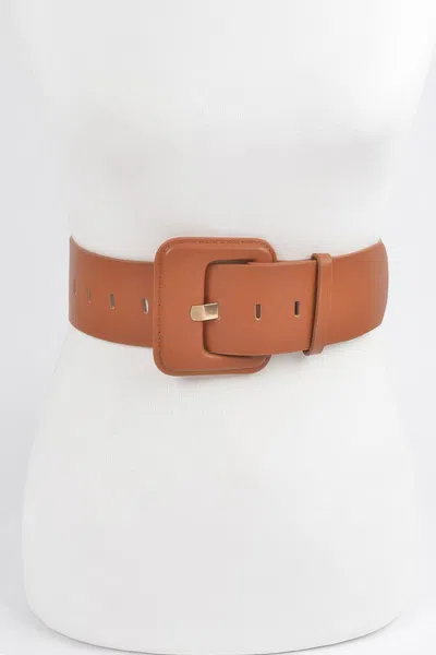 Fashnzfab Faux Leather Wide Belt In Brown