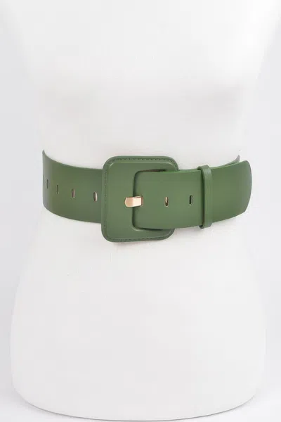 Fashnzfab Faux Leather Wide Belt In Green