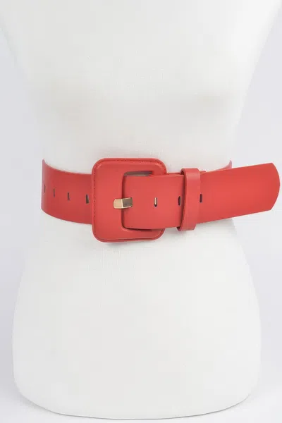 Fashnzfab Faux Leather Wide Belt In Red